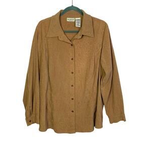 Vintage 90s White Stag Brown Faux Suede Button Up, Size 18W/20W